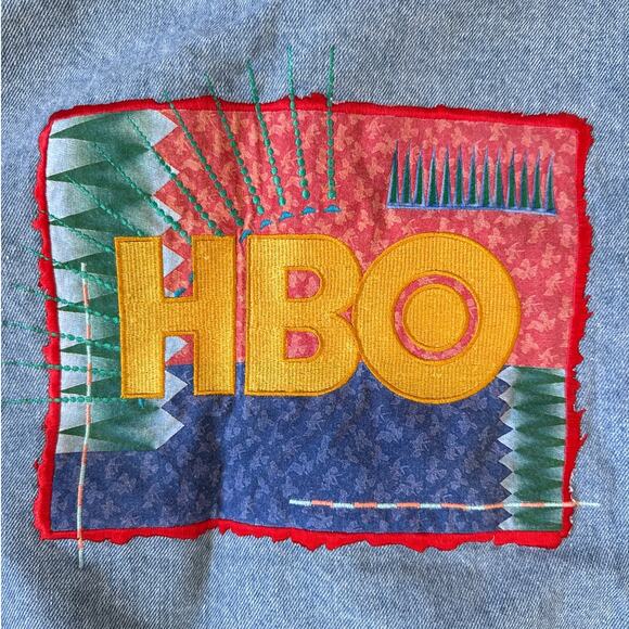 Vintage 90s HBO Branded Denim Jean Jacket Size Large - Picture 7 of 7